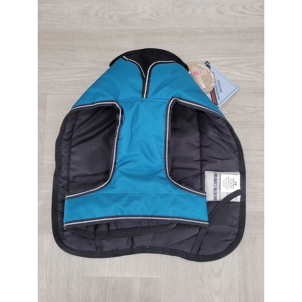PetRageous Juneau Dog Coat 7303TMD Medium Teal Black Waterproof Windproof NWT